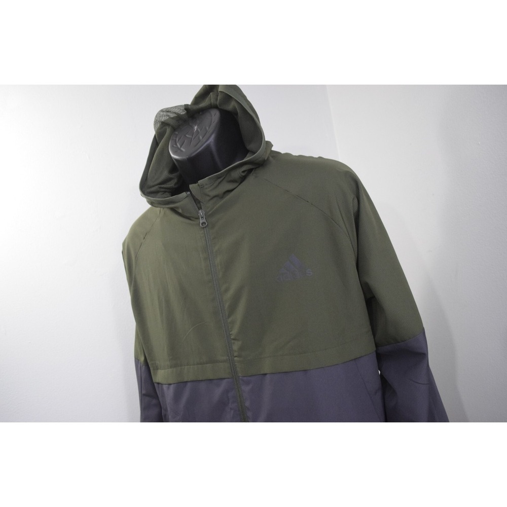 Adidas Hoodie Windbreaker Vented Full-Zip Long Sleeve W/ Pockets Mens Size XL
